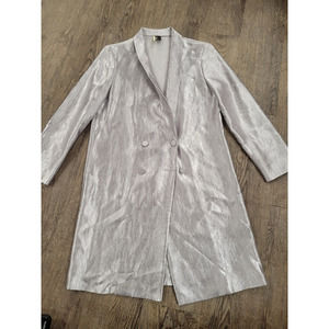 Topshop Top Shop Metallic Blazer Dress Shiny Grey Silver Jacket Dress Mini 4